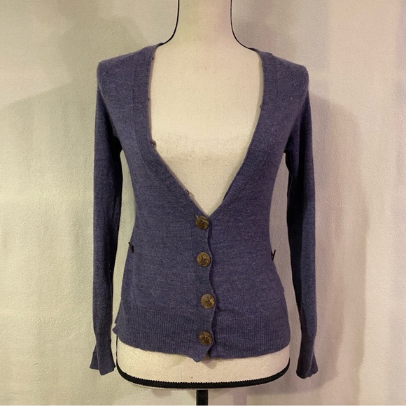 FLAWED Charlie & Robin Anthropologie purple scarf-wrapped wool sweater - Picture 3 of 15